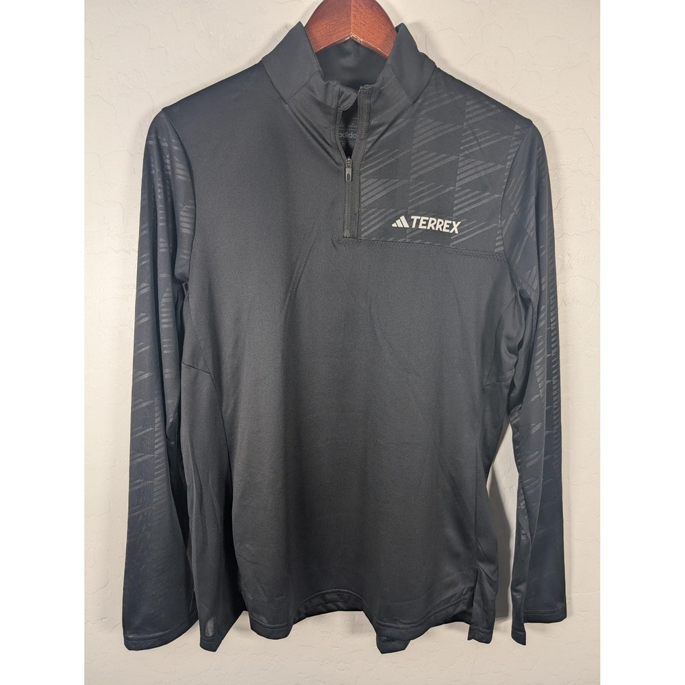 Adidas Terrex Shirt Womens 1X Black 1/4 Zip Long Sleeve Hiking AEROREADY Top
